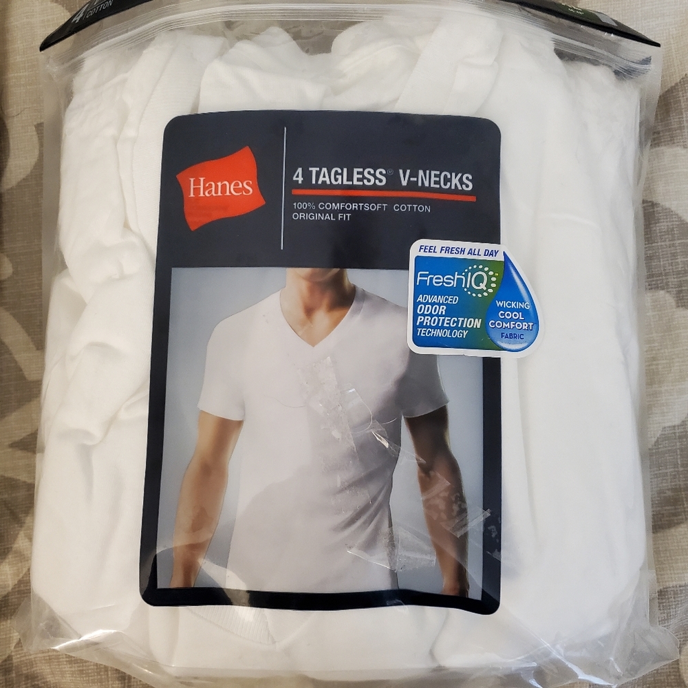 Hanes V-neck white under shirt tagless XL men's
